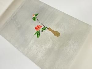 花瓶に椿模様織出し名古屋帯